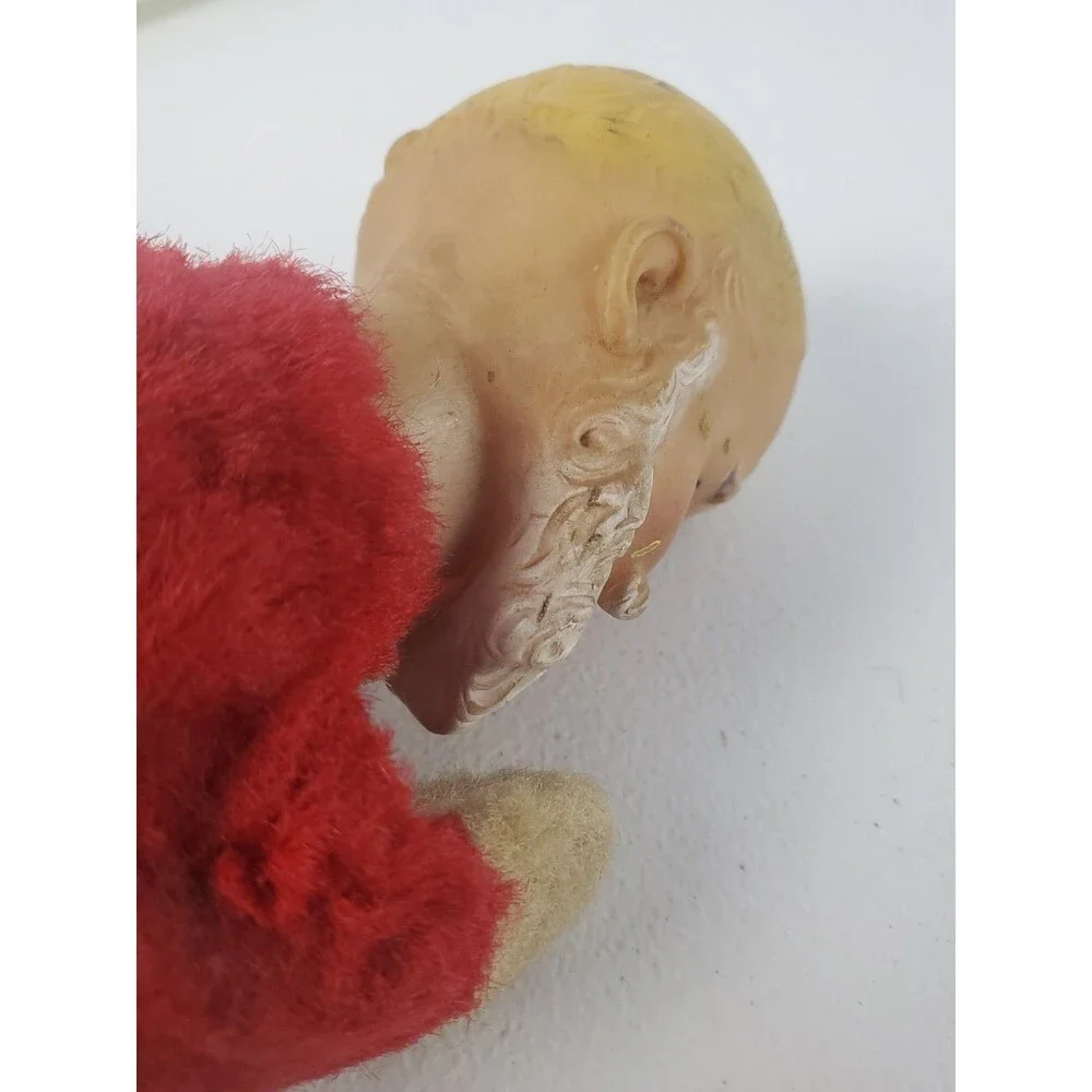 Vtg 1955Knickerbocker Toys BABY SANTA Rubber Face Plush Christmas Toy w/Tag Read